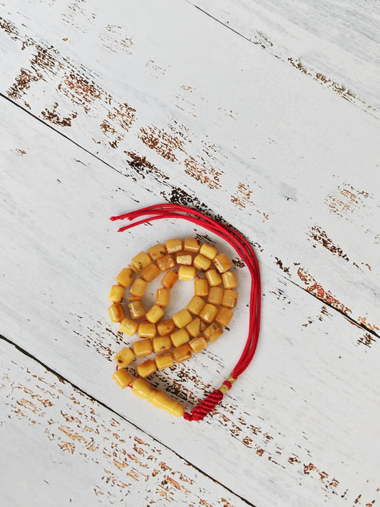Natural Aged Marble Honey Baltic Amber Tasbih | 42 Barrel Beads | Natural Inclusions | Pocket Size