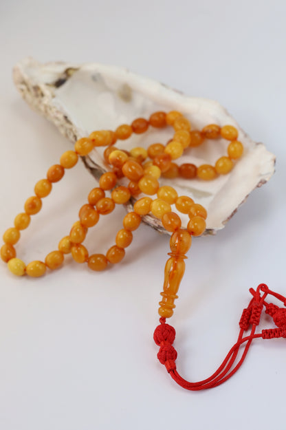 Natural Antique Olive Shape Amber Rosary 66 Beads