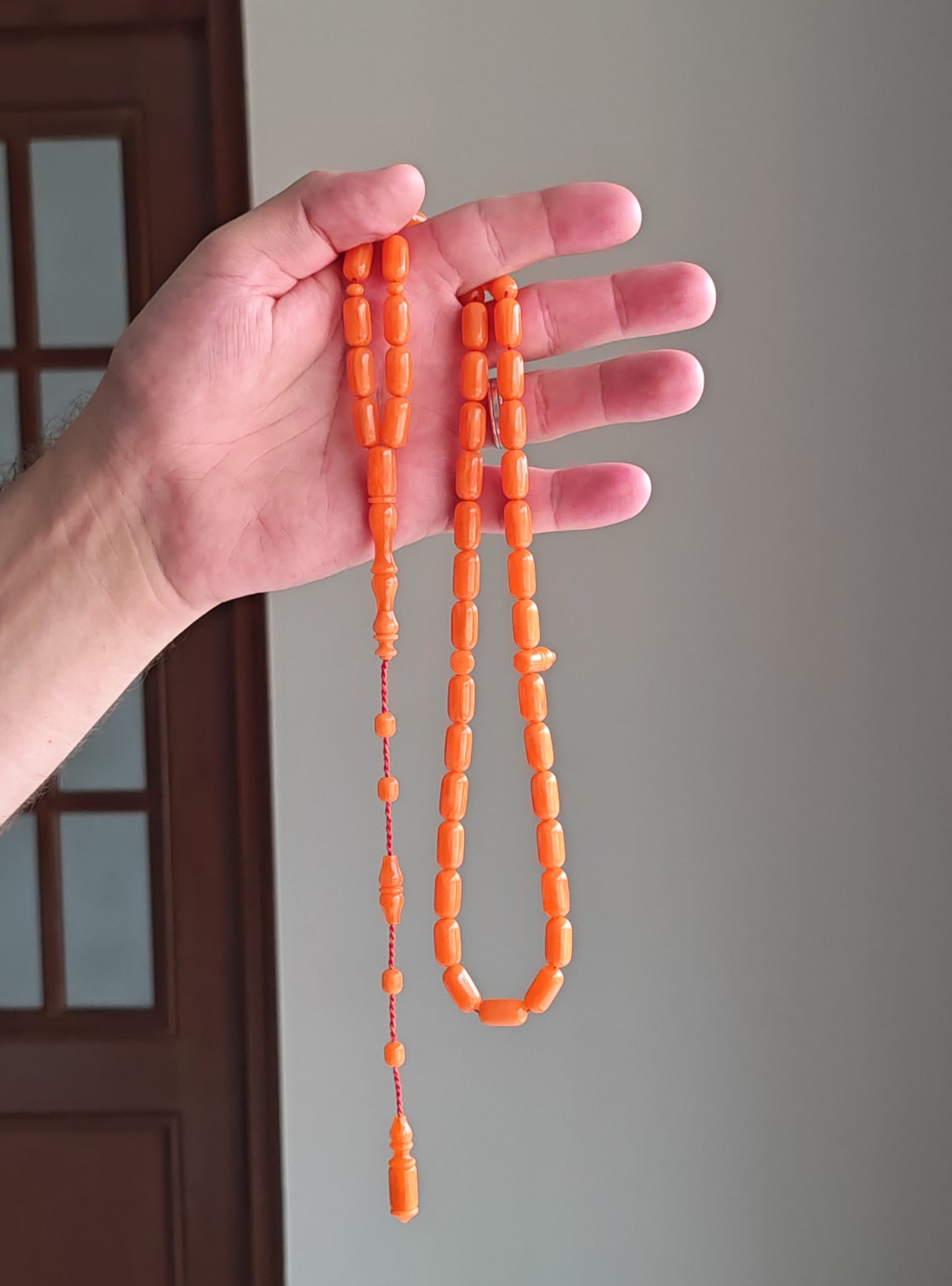Rare Carrot with White Veins German Bakelite Misbah | 45 Beads | Mosul Craft
