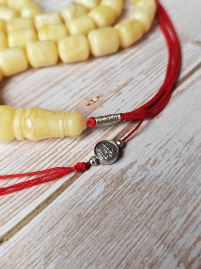 Royal White Baltic Amber Rosary | 59 Barrel Beads, 87g Collectible Piece