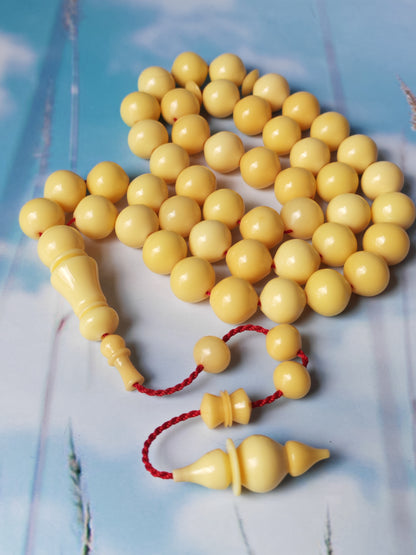 COLOR CHANGE UPDATE | Ivory Cream Bakelite Tasbih – 45 Beads, Rare Istanbul Shape