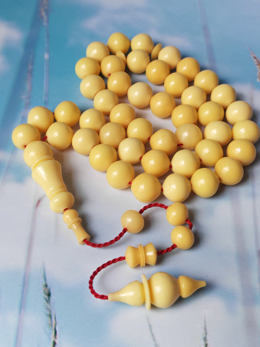 COLOR CHANGE UPDATE | Ivory Cream Bakelite Tasbih – 45 Beads, Rare Istanbul Shape