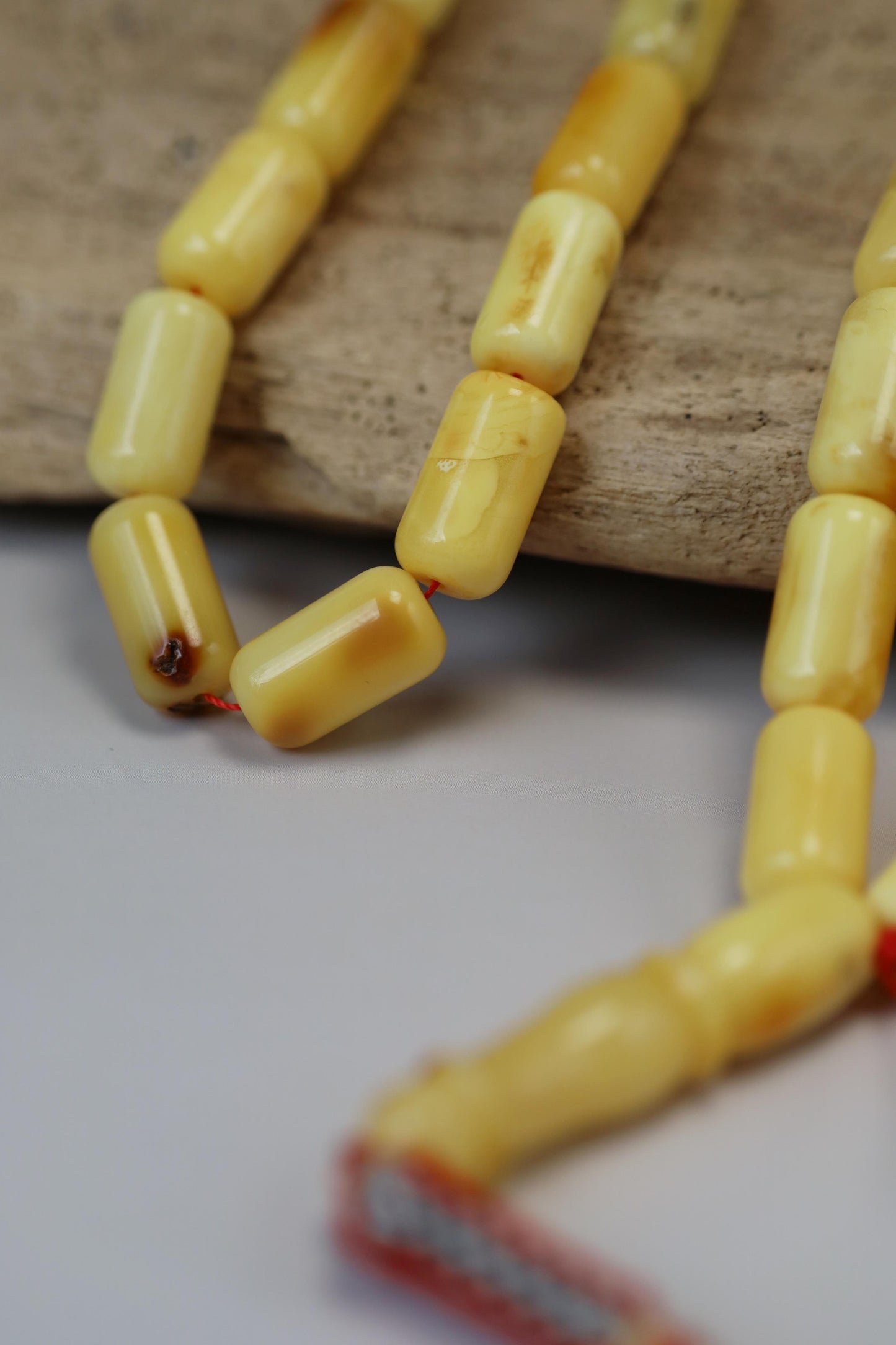 Natural Milk Barrel Shape Amber Rosary – 37 Beads + 8 Spares