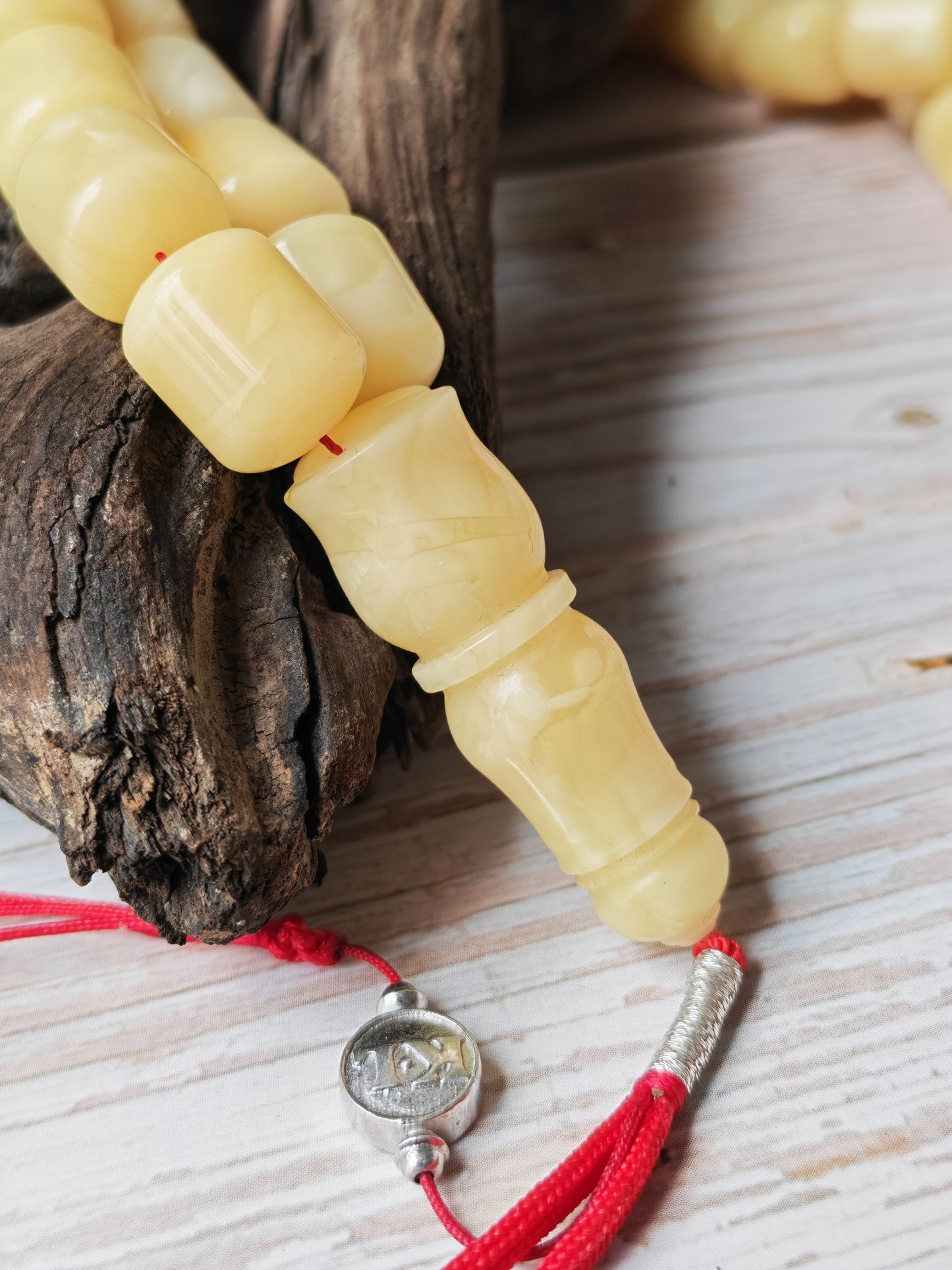 Royal White Baltic Amber Rosary | 59 Barrel Beads, 87g Collectible Piece