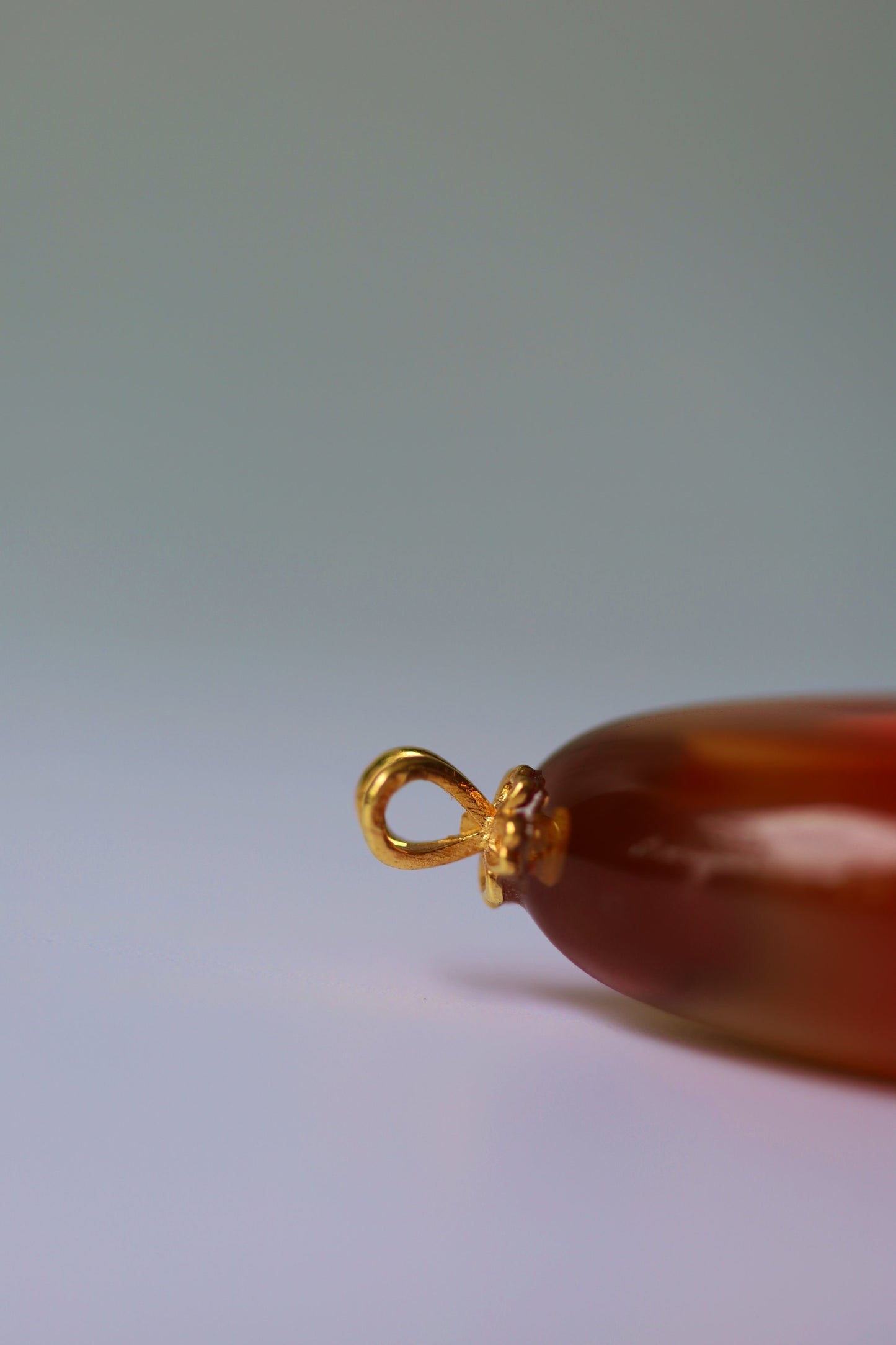 Gradient/ Ombre Red Amber Pendant with Golden Hook