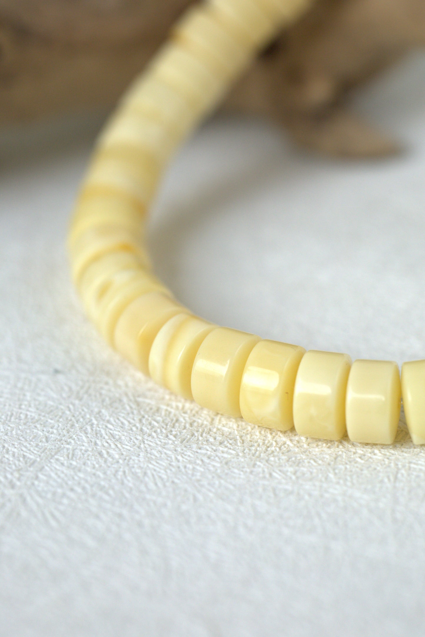 Milk & White Amber Bracelet | Donut Beads