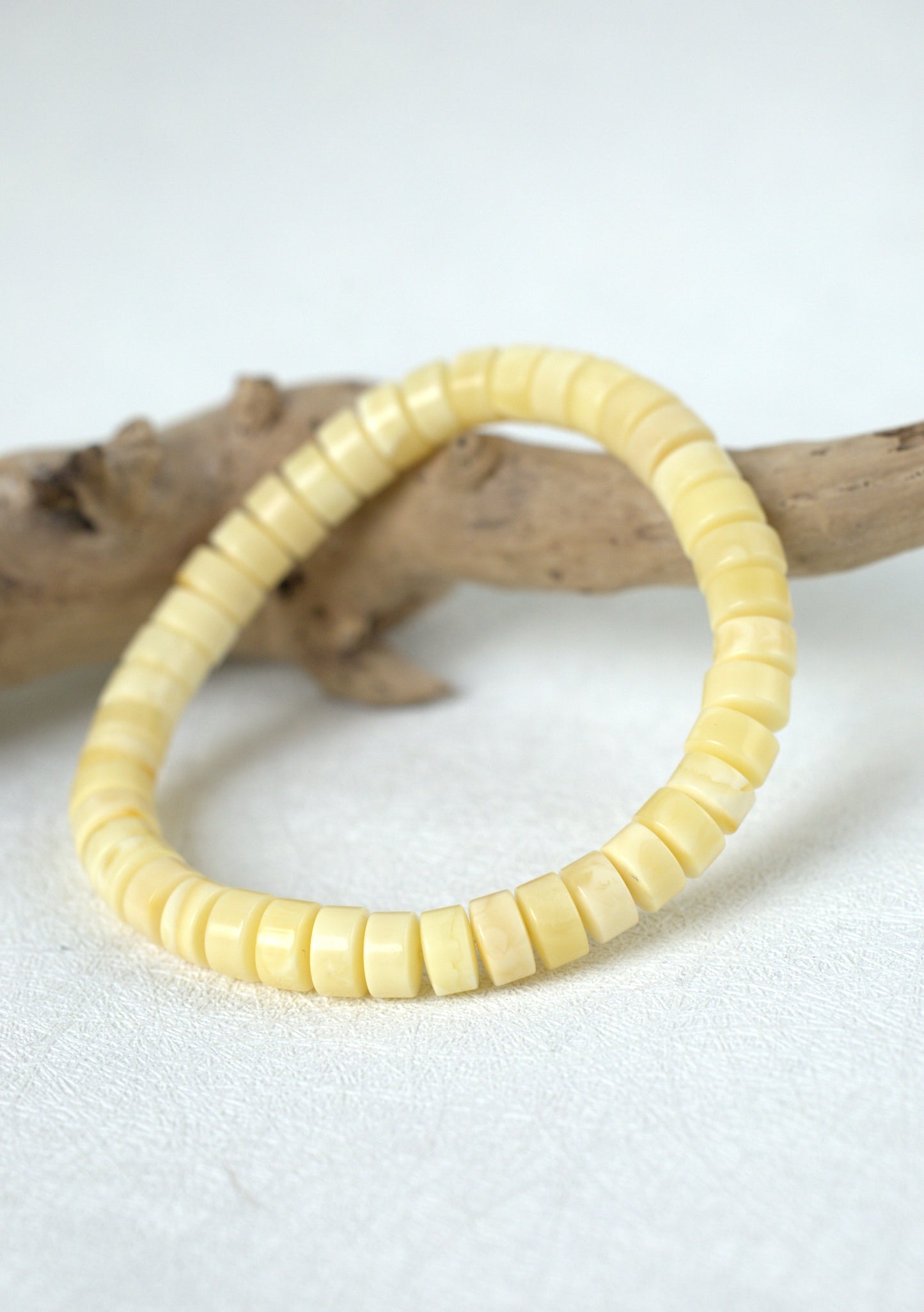 Milk & White Amber Bracelet | Donut Beads