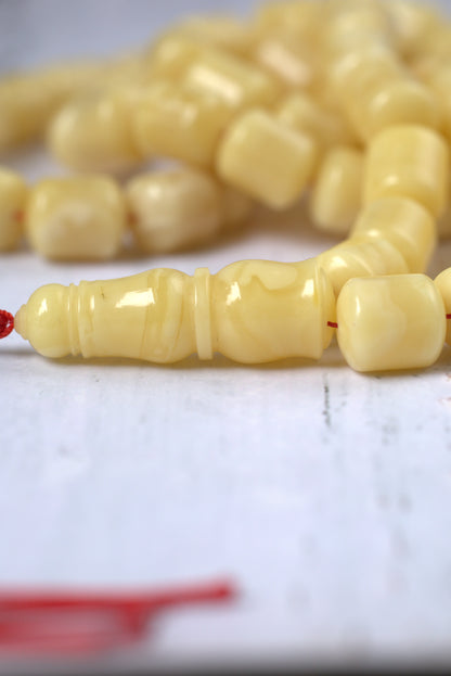 Royal White Baltic Amber Rosary | 59 Barrel Beads, 87g Collectible Piece