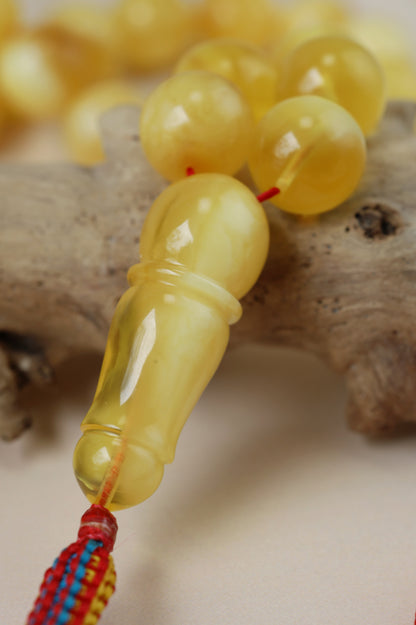 Long Half-Half Pattern Amber Misbah – 57 Beads