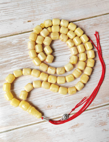 Royal White Baltic Amber Rosary | 59 Barrel Beads, 87g Collectible Piece