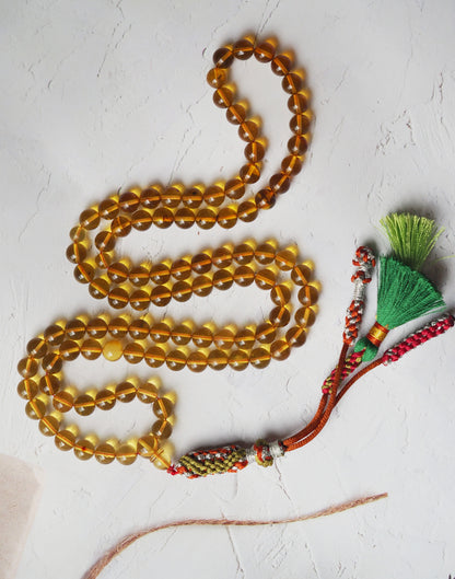 Natural Green Dominican Amber Pocket Size Rosary 99 Beads
