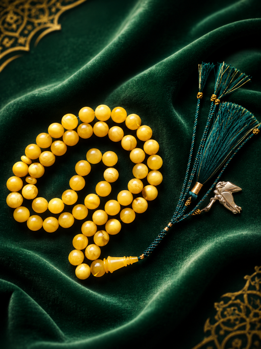 Cloudy Smoky Butterscotch Amber Rosary – 55 Beads 13 mm | Collector’s Statement Piece