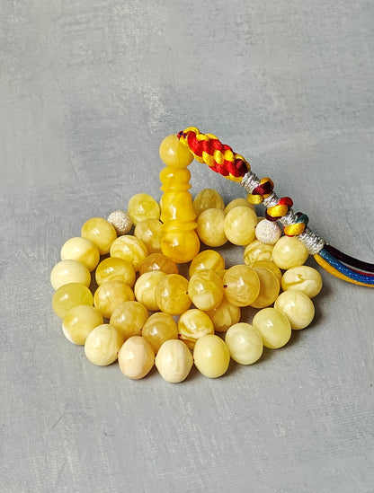 Natural Gradient Butterscotch, Royal White and Tiger Amber Istanbul Shape Misbah 40 Beads