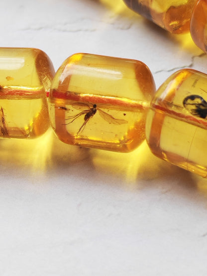 Kaliningrad Amber Rosary – 66 Barrel Beads | Citron Tones with Insect Inclusions