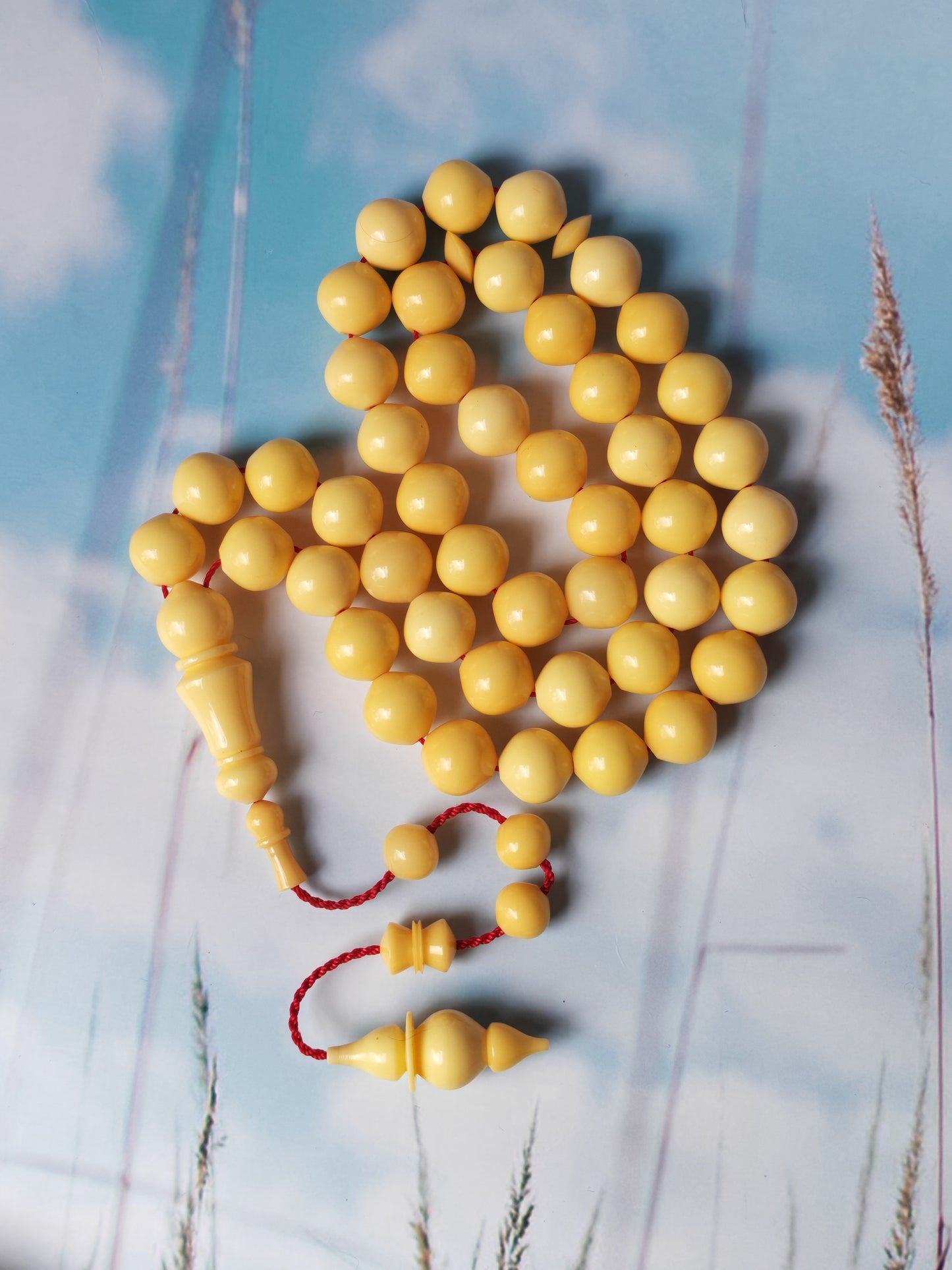 COLOR CHANGE UPDATE | Ivory Cream Bakelite Tasbih – 45 Beads, Rare Istanbul Shape