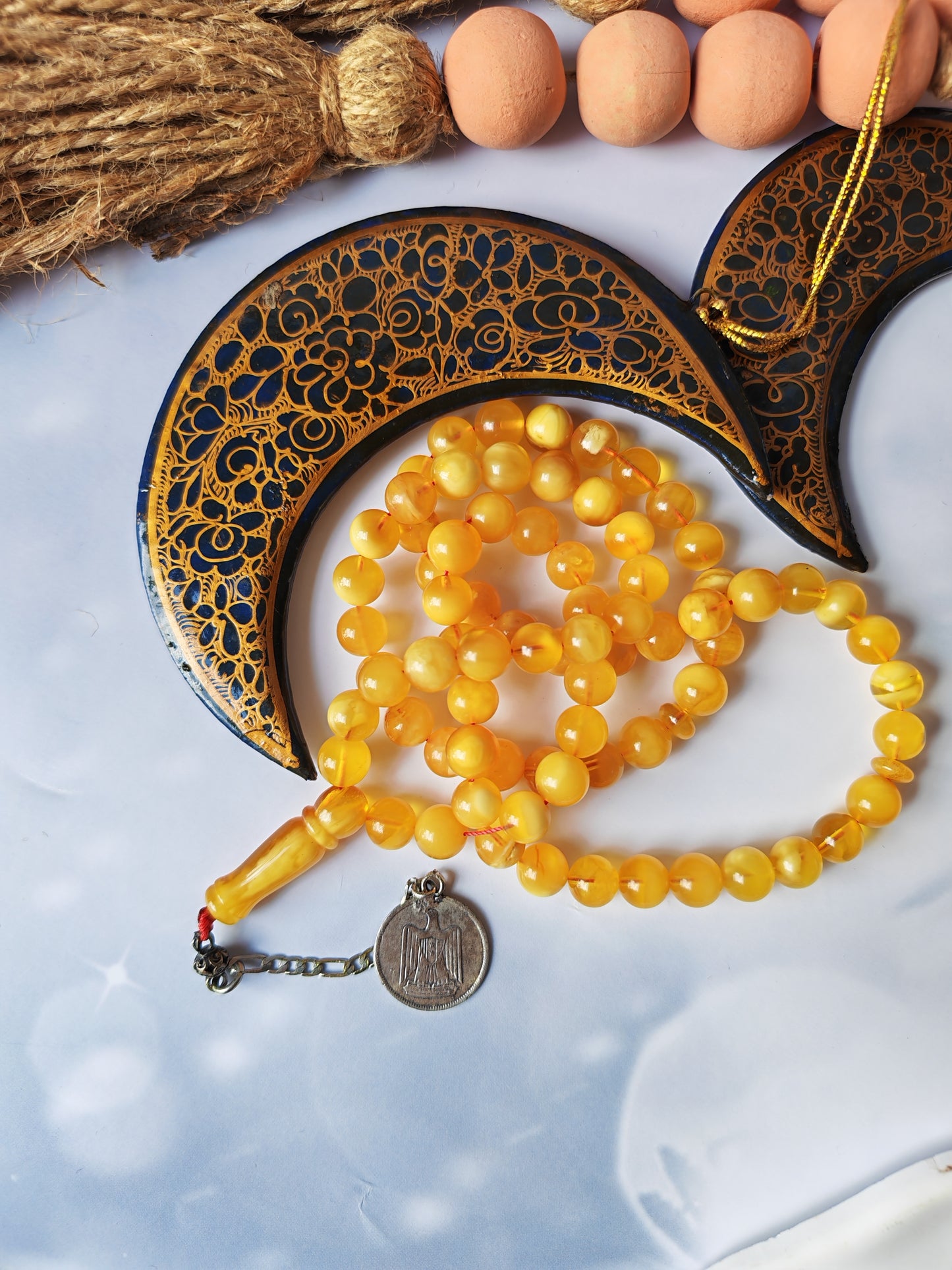 Half-Half Pattern Amber Rosary | 75 Beads