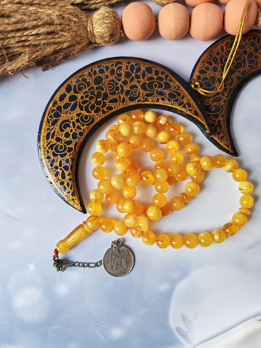 Half-Half Pattern Amber Rosary | 75 Beads
