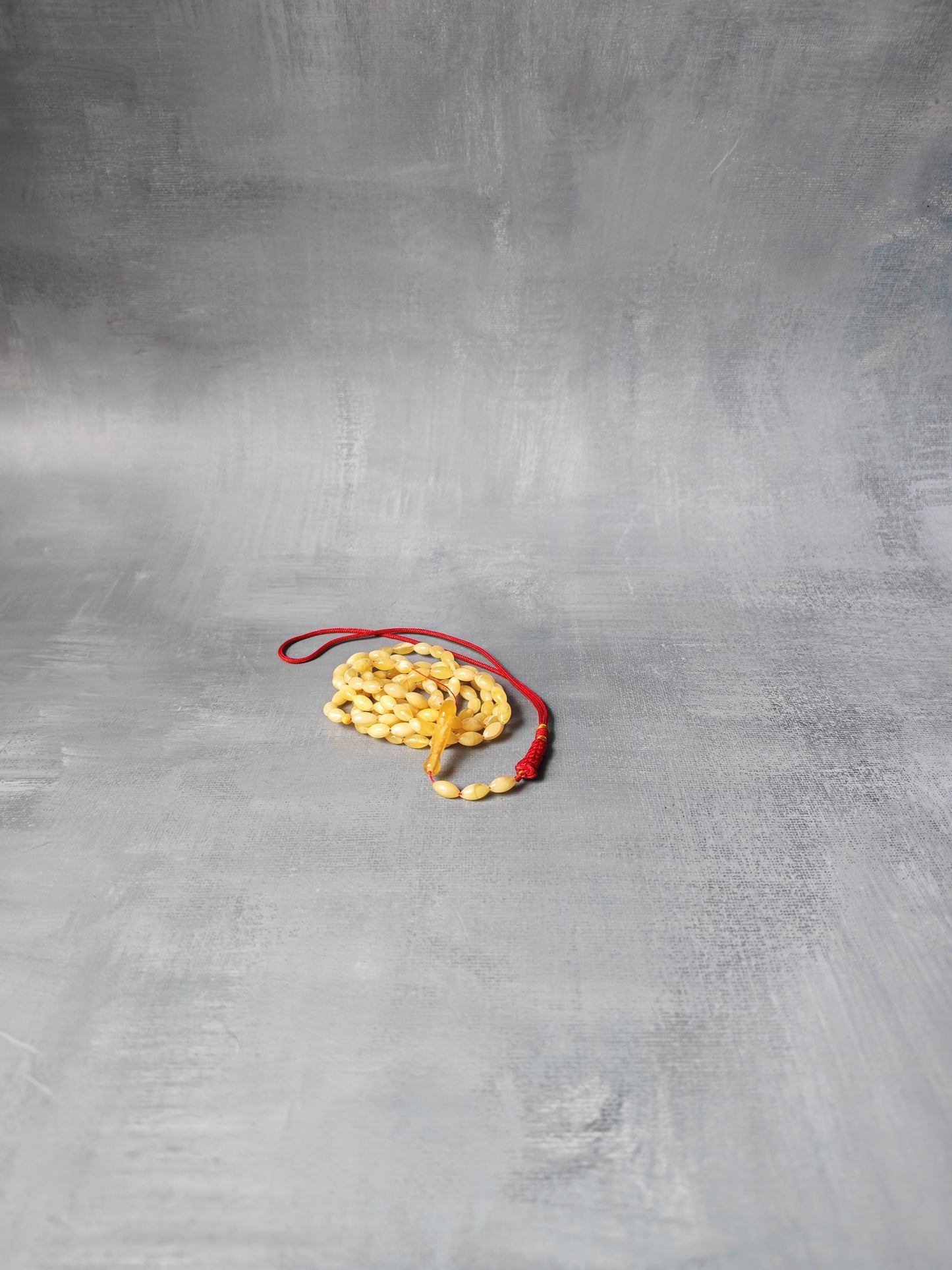 Micro Baltic Amber Rosary | 99+3 Milk Cloudy Olive Beads, Ultra Lightweight