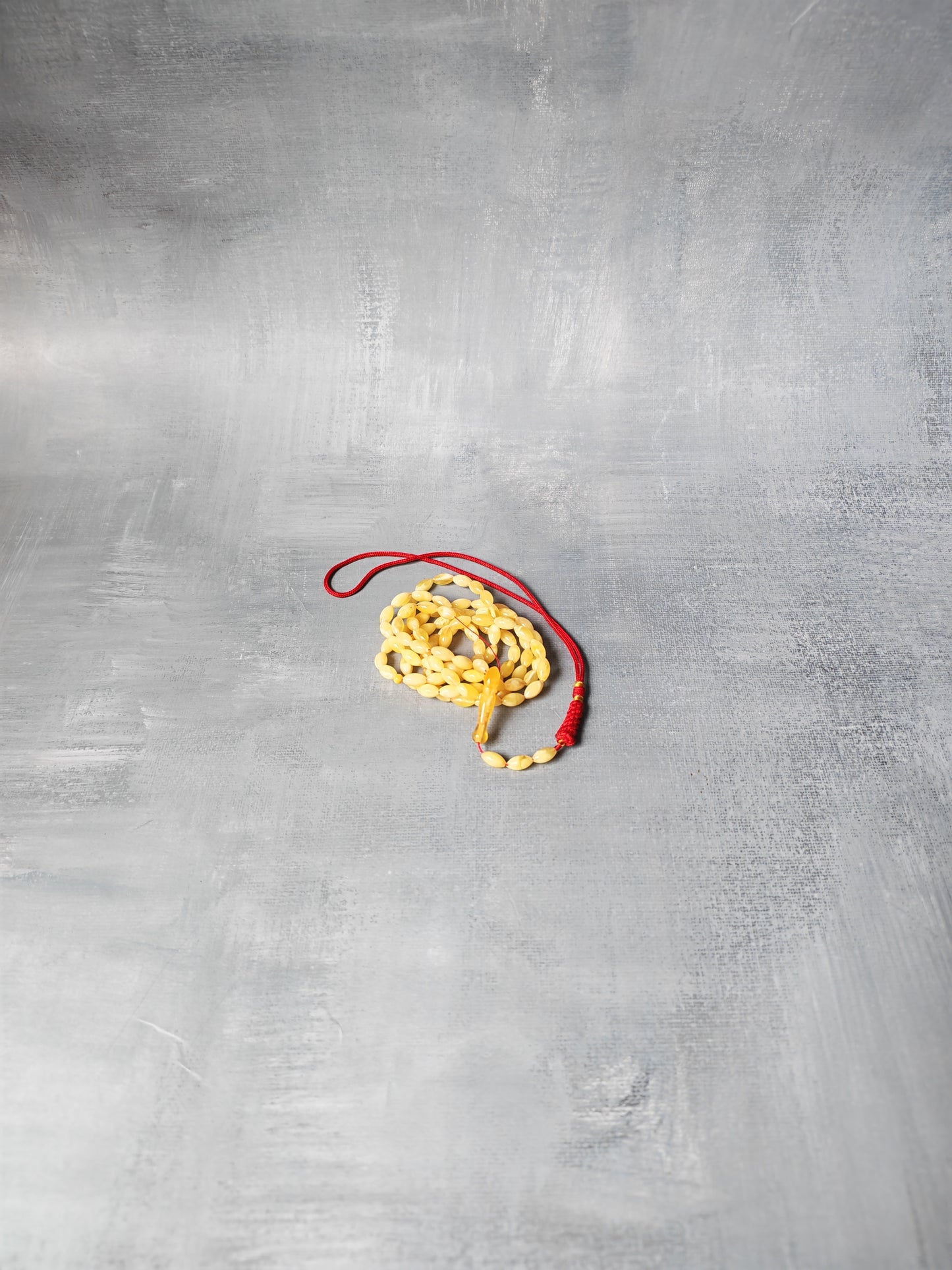 Micro Baltic Amber Rosary | 99+3 Milk Cloudy Olive Beads, Ultra Lightweight