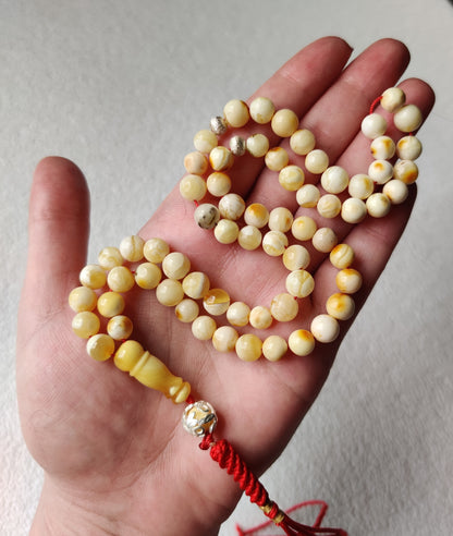 Natural Royal White Micro Tasbih with Silver 66 Beads