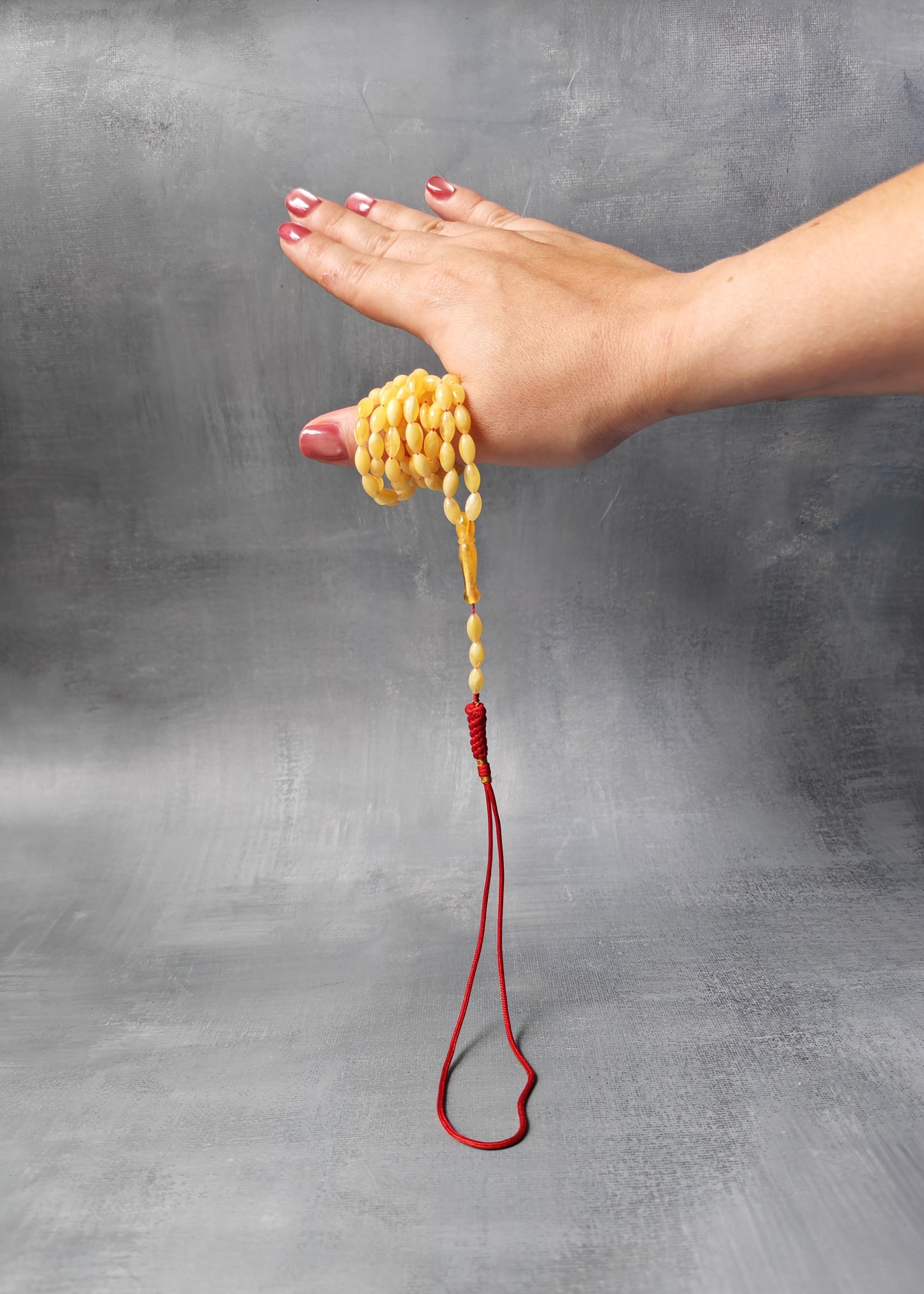 Micro Baltic Amber Rosary | 99+3 Milk Cloudy Olive Beads, Ultra Lightweight