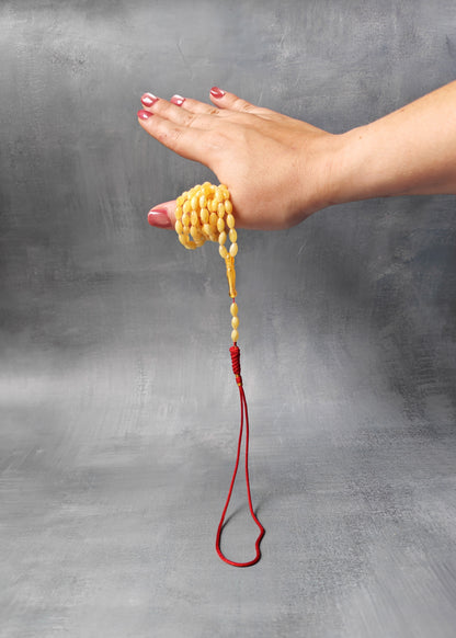 Micro Baltic Amber Rosary | 99+3 Milk Cloudy Olive Beads, Ultra Lightweight