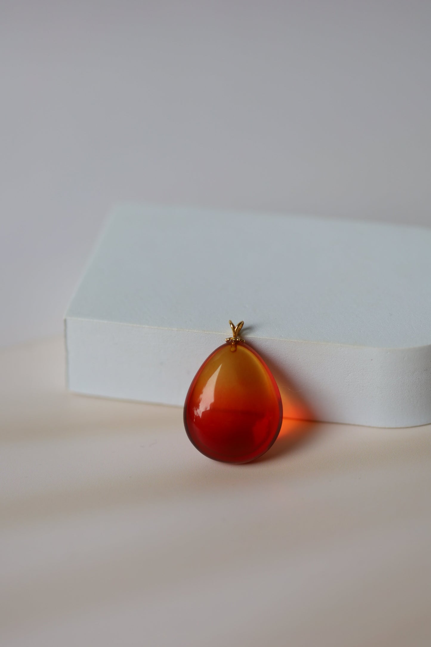 Gradient/ Ombre Red Amber Pendant with Golden Hook