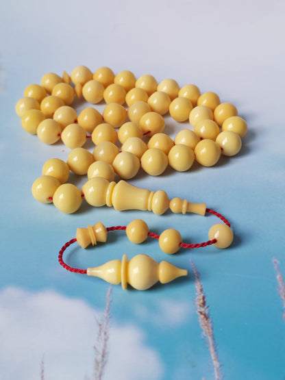 COLOR CHANGE UPDATE | Ivory Cream Bakelite Tasbih – 45 Beads, Rare Istanbul Shape