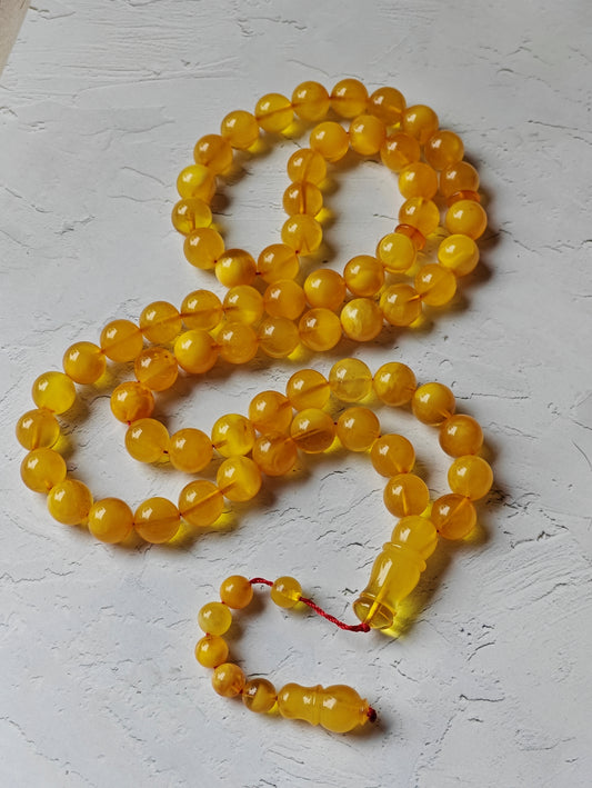 Natural Honey / Butterscotch Amber Rosary with Certificate 66 Beads