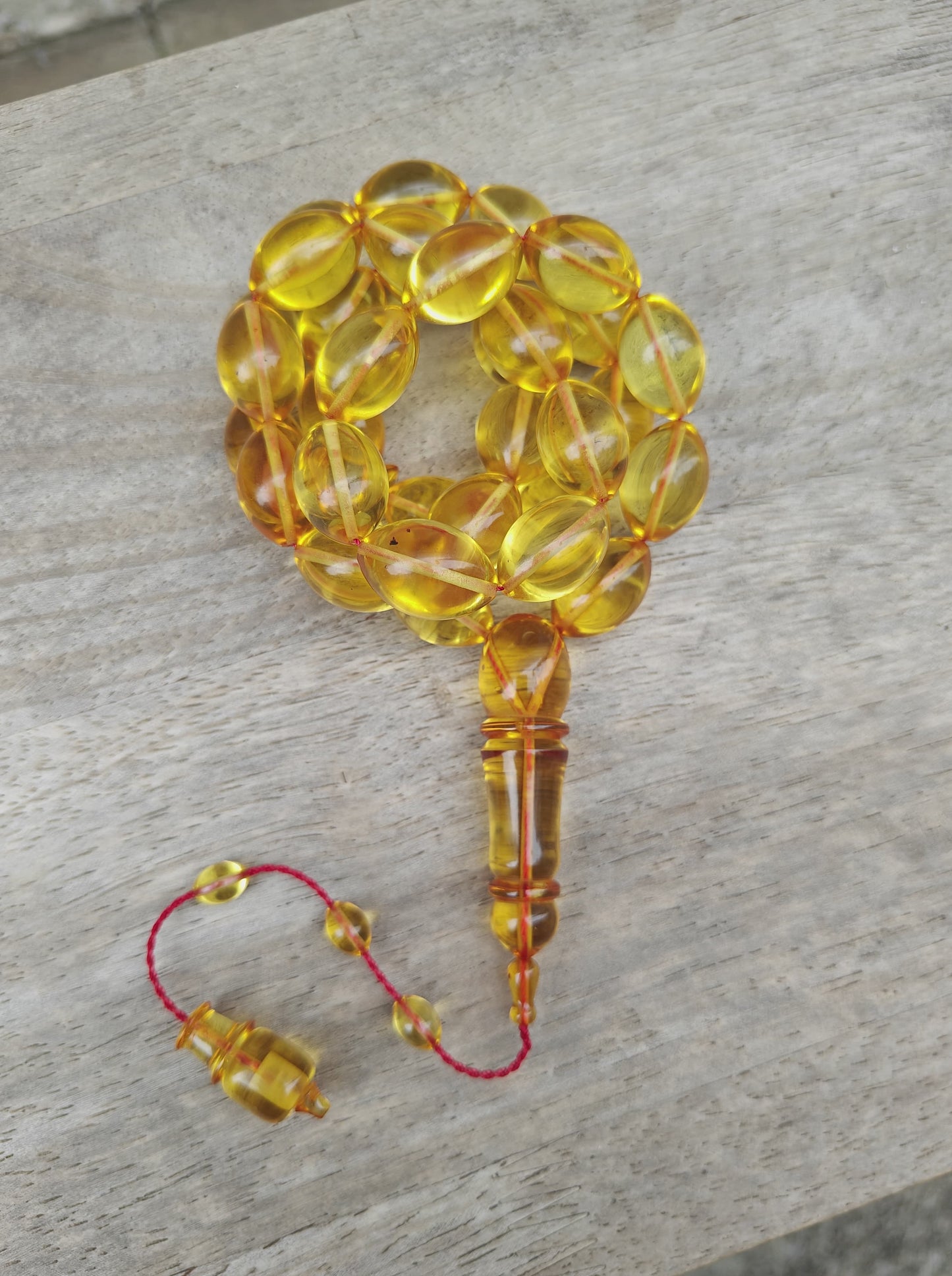 Natural Citron Amber Olive Shape Misbaha 33 Beads