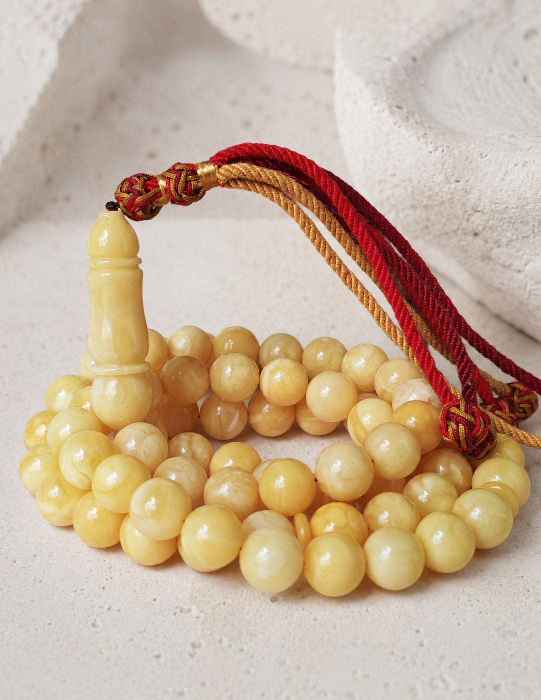 Natural Milk Amber Rosary / Tasbih 72 Beads