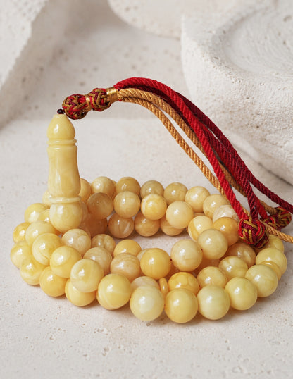 Natural Milk Amber Rosary / Tasbih 72 Beads