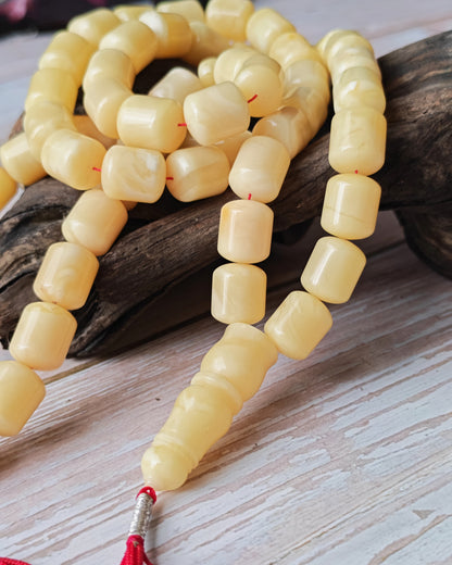 Royal White Baltic Amber Rosary | 59 Barrel Beads, 87g Collectible Piece
