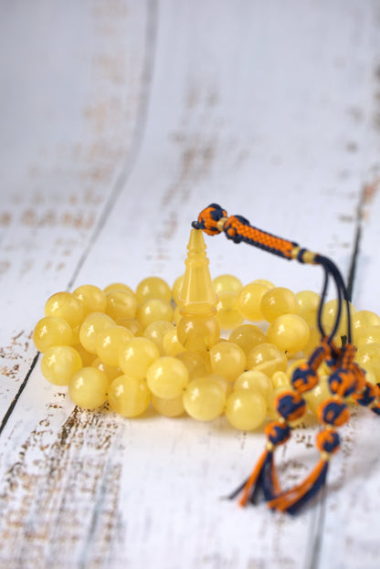 Cloudy Smoky Butterscotch Amber Rosary – 54 Beads | Collector’s Statement Piece