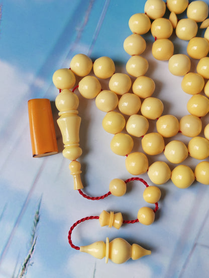 COLOR CHANGE UPDATE | Ivory Cream Bakelite Tasbih – 45 Beads, Rare Istanbul Shape