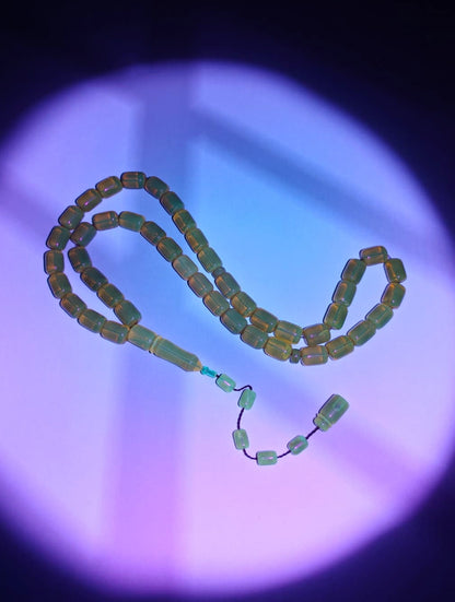 Natural Dominican Amber Rosary – Olive Oil Green with Green Reflections 45 Beads