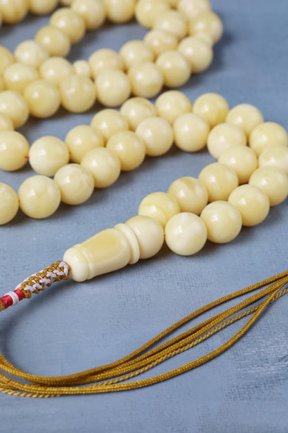 Large Milk Natural Amber Misbah – 66 Beads | 13mm