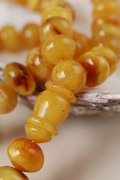 Raw Aged Honey Donut Shape Baltic Amber Rosary – 66 Beads + 3 Spares