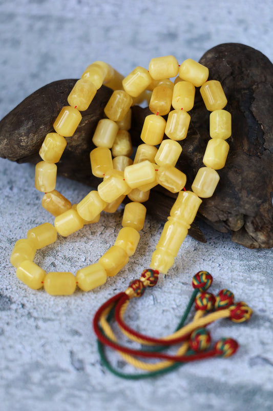 Large Baltic Amber Statement Misbah | 51 Barrel Beads