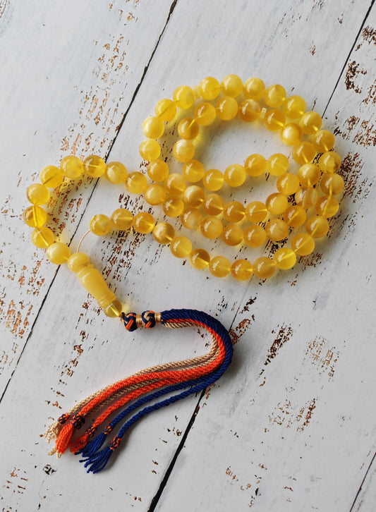 Cloudy Half-Half Baltic Amber Tasbih | 66 Round Beads | 12.5mm