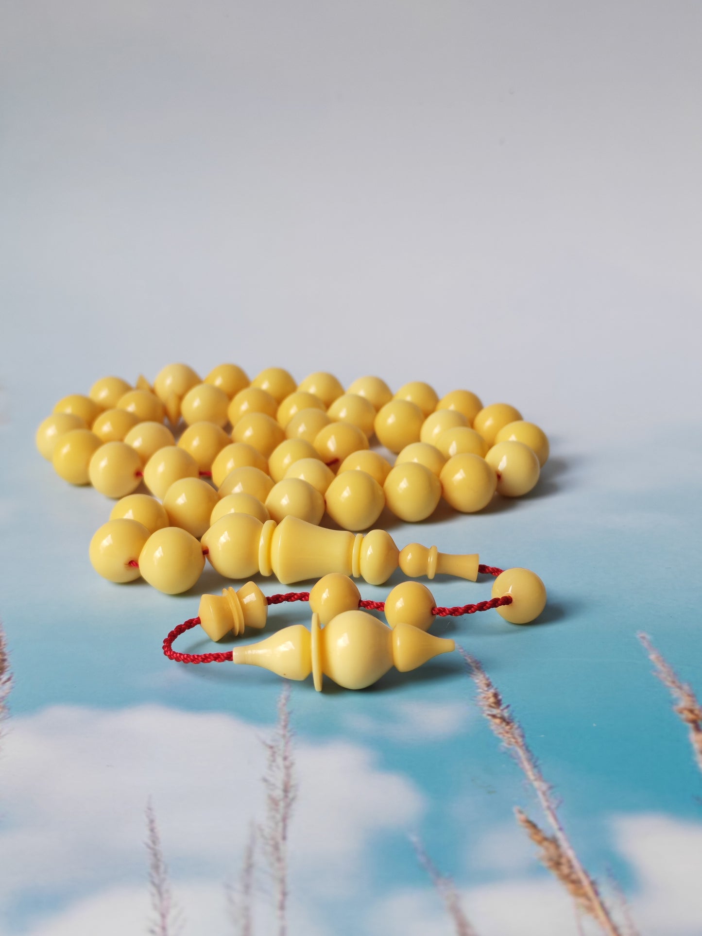 COLOR CHANGE UPDATE | Ivory Cream Bakelite Tasbih – 45 Beads, Rare Istanbul Shape