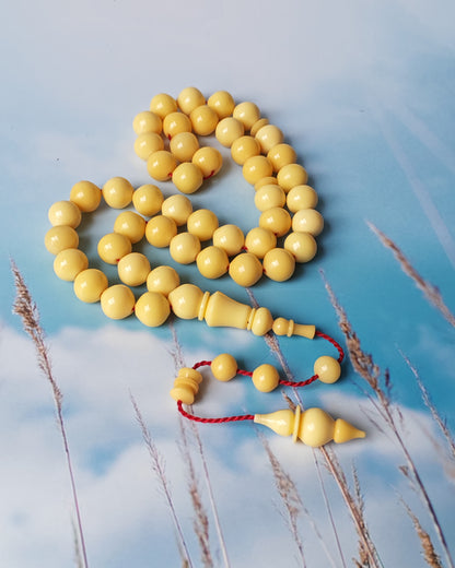 COLOR CHANGE UPDATE | Ivory Cream Bakelite Tasbih – 45 Beads, Rare Istanbul Shape