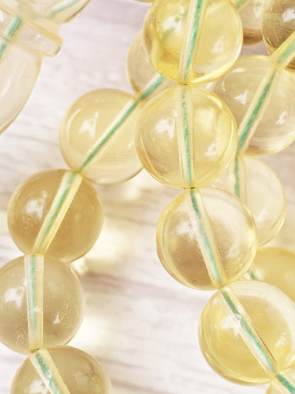 Natural Transparent Glass Clear Baltic Amber Misbah | 78 Round Beads | 9.7mm | 41.1g