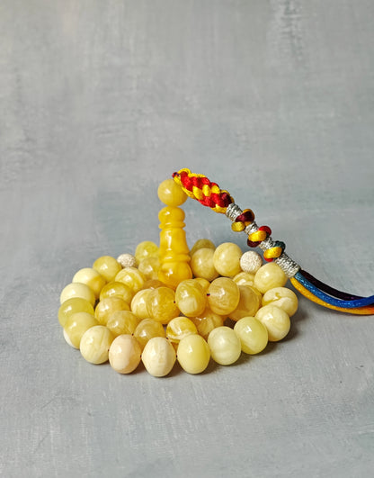 Natural Gradient Butterscotch, Royal White and Tiger Amber Istanbul Shape Misbah 40 Beads