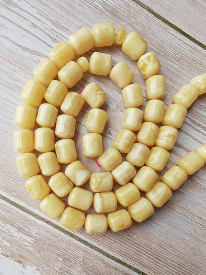 Royal White Baltic Amber Rosary | 59 Barrel Beads, 87g Collectible Piece