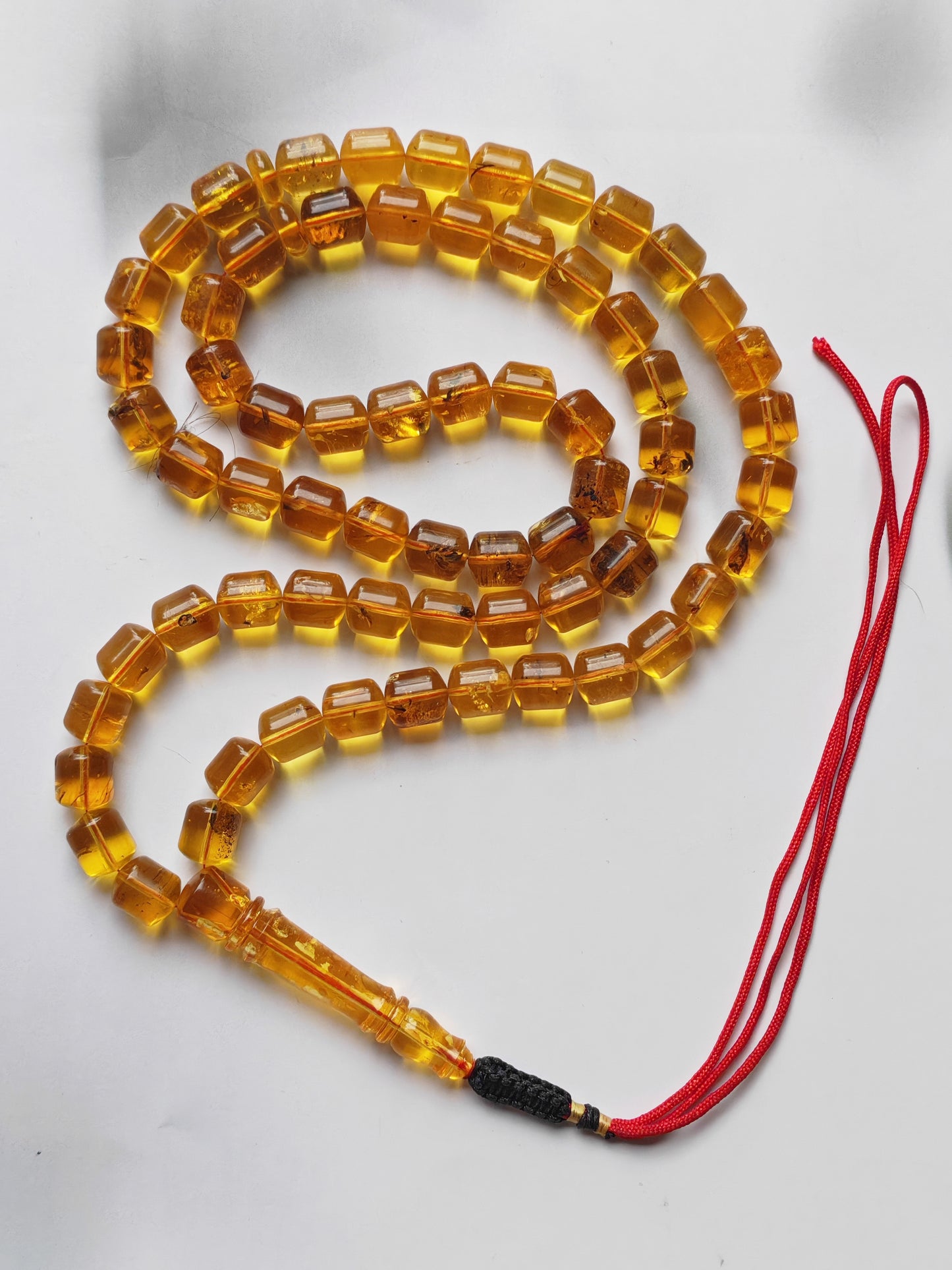 Kaliningrad Amber Rosary – 66 Barrel Beads | Citron Tones with Insect Inclusions