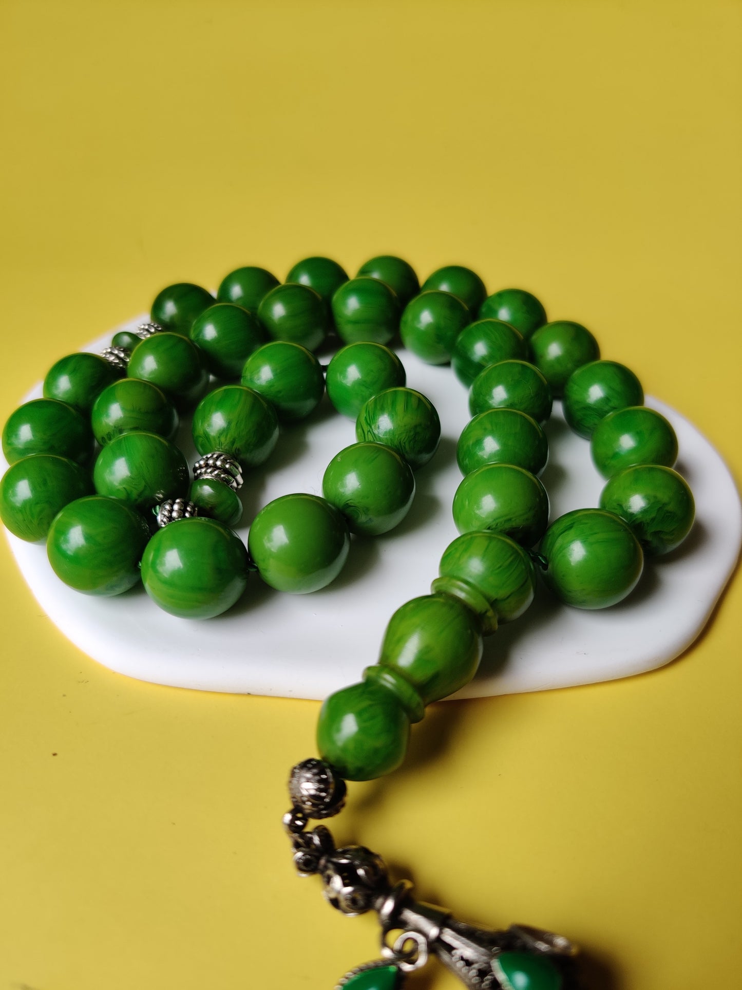 Green American Bakelite Rosary 33 Beads