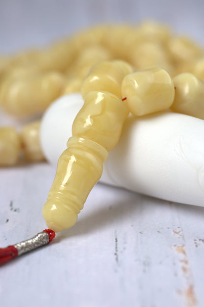 Royal White Baltic Amber Rosary | 59 Barrel Beads, 87g Collectible Piece