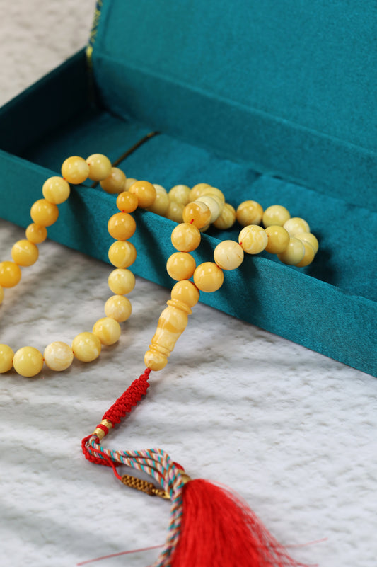 Unique Ceramic Milk Amber Rosary – 45 Beads