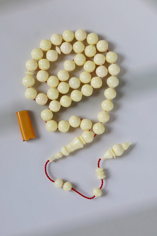 Ivory Cream Bakelite Tasbih – 45 Beads, Rare Istanbul Shape